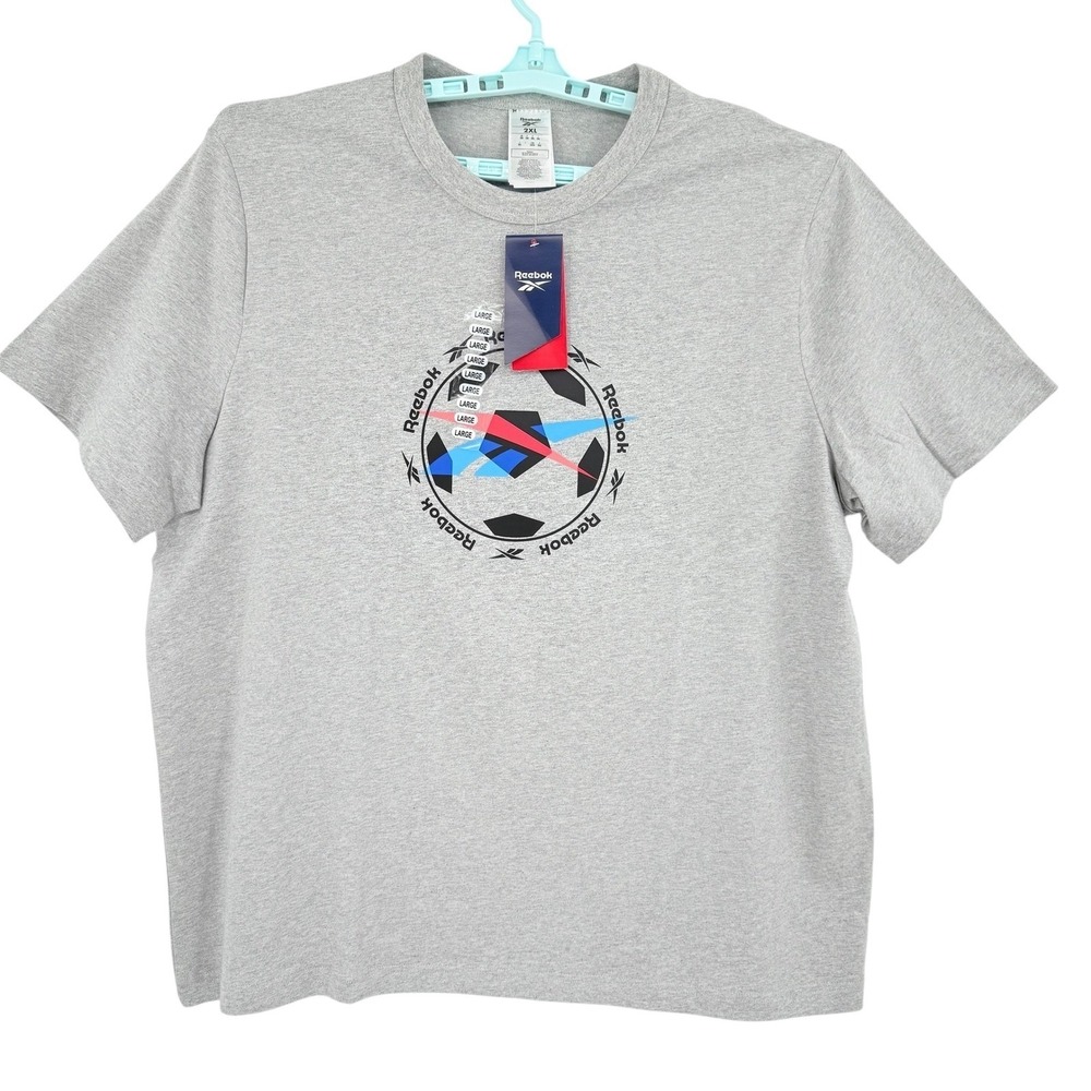 Reebok Men's Soccer Graphic Training T-shirt Grey Heather Size 2XL NWT